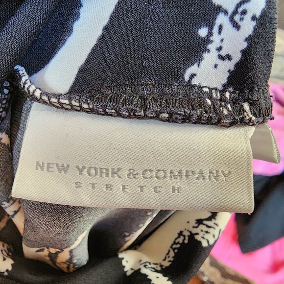 New York & Company Black/White Cap Sleeve Mock Neck Jersey Size XS - Picture 8 of 11